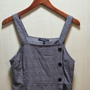 Mixed Threads Dress Womens Large Gray Plaid Sleeveless Square Neck Sheath Short